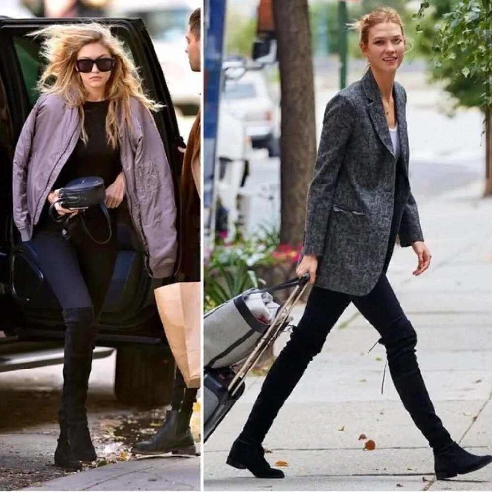 STUART WEITZMAN Lowland stretch-suede over-the-knee boots Black Size 8